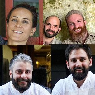 Alice Delcourt di Erba Brusca di Milano, Francesco e Vincenzo Montaruli di Mezzapagnotta di Ruvo di Puglia (Bari) e Alessandro Miocchi e Giuseppe Lo Iudice di Retrobottega di Roma, premiati da Francesco Airenti Direttore Marketing del Gruppo Vinicolo Santa Margherita
