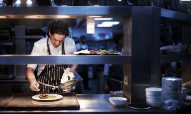 Francesco Mazzei at the kitchen pass
