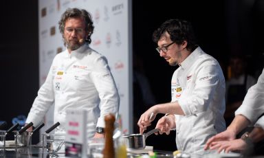 Left, chef Carlo Cracco and right Luca Sacchi, his