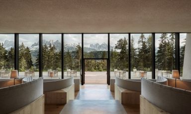 L'ingresso del ristorante del Forestis Dolomiti 
