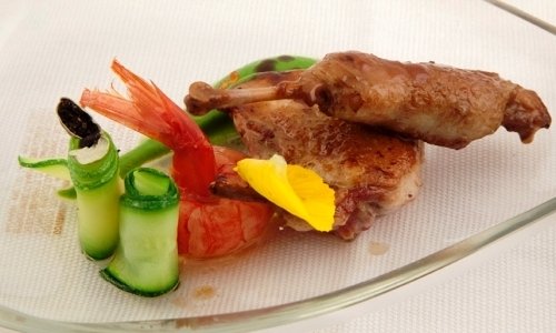 Quail, Birra Moretti Grand Cru, red prawns and cou