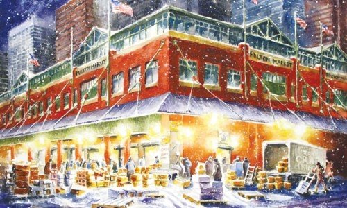 L'ex mercato di Fulton Market a New York nello spl