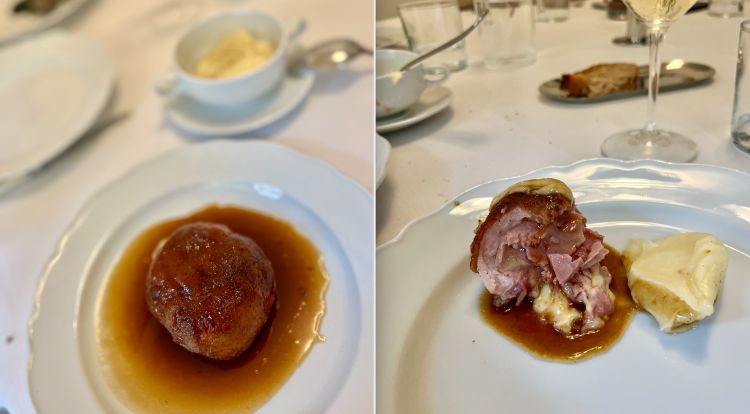 Cordon Bleu di lombata, servito con purè e fondo (prima e dopo)