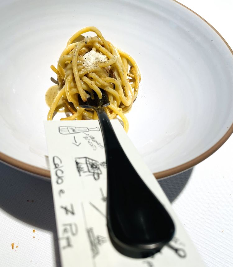 Errico Recanati: Cacio e 7 pepi, piatto simbolo del ristortante Andreina a Loreto (Ancona)
