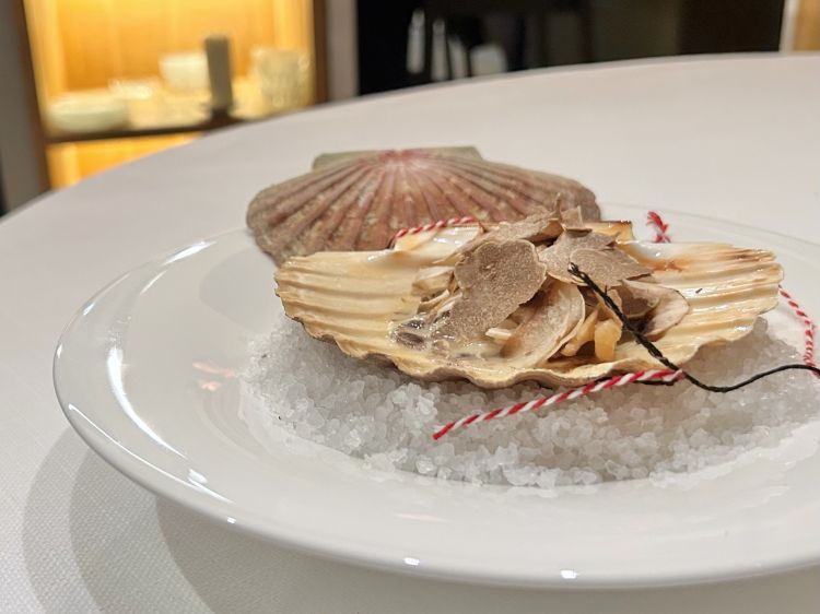 Capasanta con tartufo bianco e guanciale del SanBrite